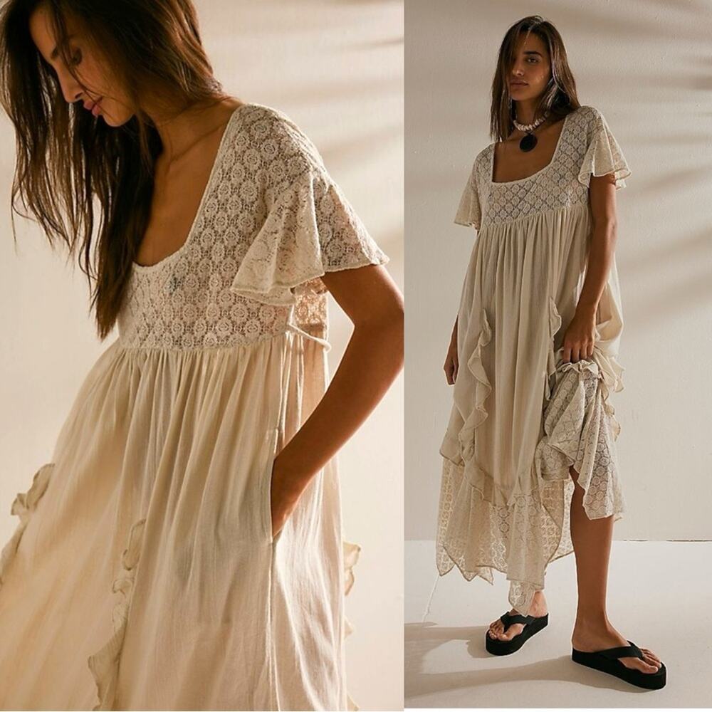 Free People Cream Lace Maxi Dress - Picture 9 of 14